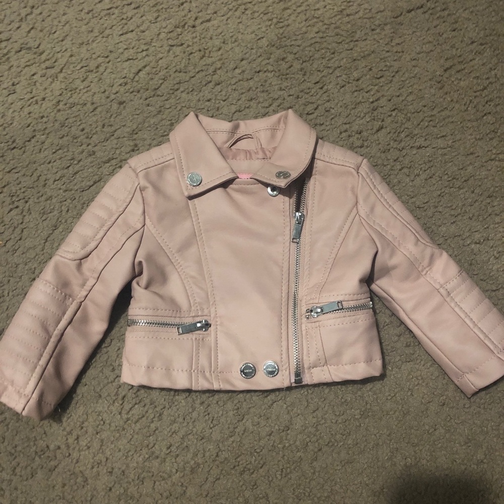 Baby Pink Faux Leather Jacket.